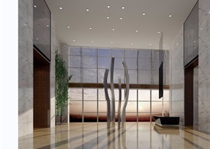 现代风格公共空间室内装饰设计3d模型及效果图
