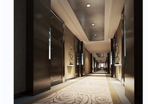 某现代风格独特详细的走廊素材设计3d模型及效果图