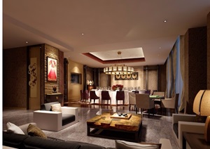 中式详细的酒店包厢装饰设计3d模型及效果图