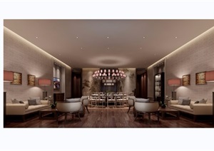 两个中式详细的酒店餐厅包厢装饰设计3d模型及效果图