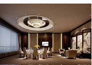 详细的完整酒店包厢餐厅设计3d模型及效果图