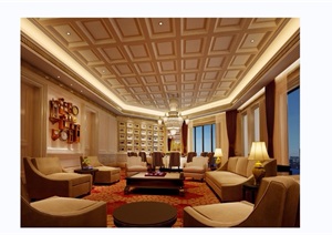 现代详细的完整室内酒店包厢装饰设计3d模型及效果图