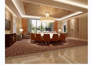 现代详细的中餐厅室内装饰设计3d模型及效果图