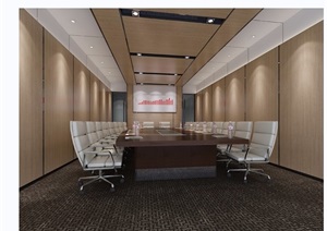 现代风格详细的会议办公室设计3d模型及效果图