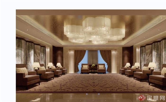 详细的整体完整会议室室内装饰设计3d模型及效果图