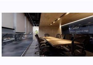 某现代风格办公详细的会议室设计3d模型及效果图