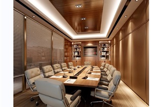 某现代详细的完整办公会议室设计3d模型及效果图