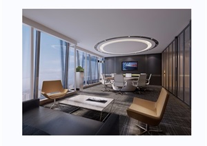 某现代风格详细的办公会议室设计3d模型及效果图