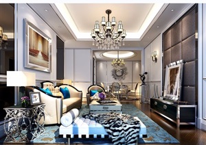 某欧式详细的整体为安装室内客厅装饰设计3d模型及效果图