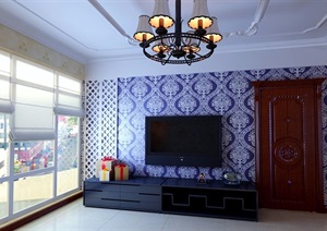 简欧风格详细的住宅室内客厅装饰设计3d模型及效果图
