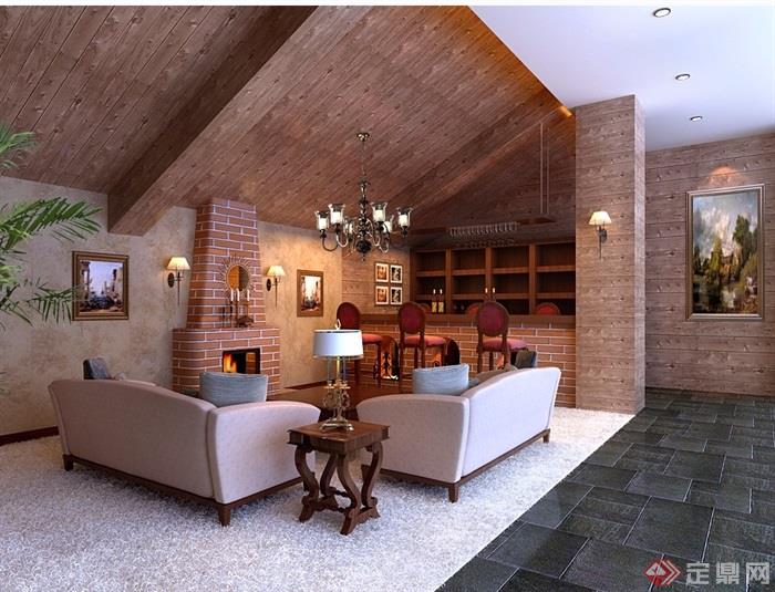 详细的整体完整室内客厅装饰设计3d模型及效果图