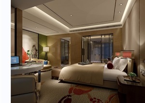 详细的独特卧室客房空间装饰设计3d模型及效果图