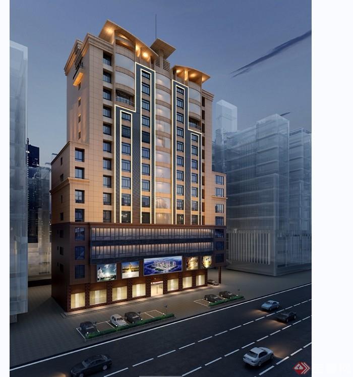 某现代风格详细的酒店完整建筑设计3d模型及效果图
