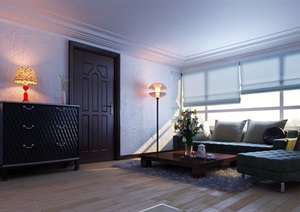 详细工装客厅详细完整设计3d模型及效果图