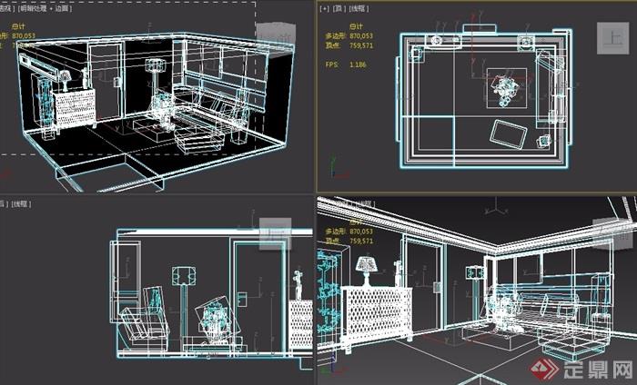 详细工装客厅详细完整设计3d模型及效果图