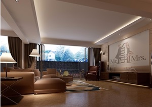 某独特造型详细的客厅室内3d模型及效果图