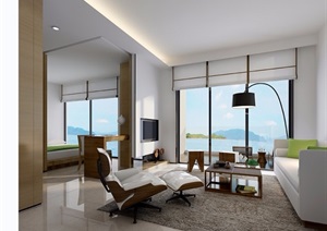 详细的完整现代风格客厅装饰3d模型及效果图