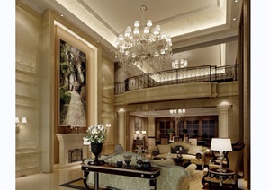 详细的整体完整欧式风格客厅装饰设计3d模型及效果图