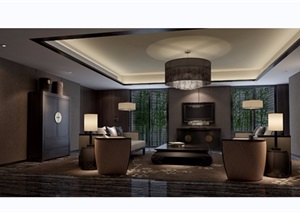 现代详细的室内客厅装饰设计3d模型及效果图