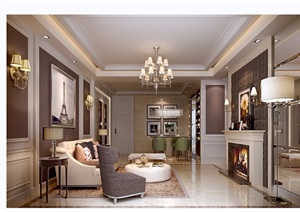详细的欧式风格客厅装饰设计3d模型及效果图