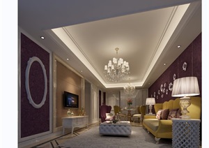 住宅详细的完整室内客厅装饰设计3d模型及效果图