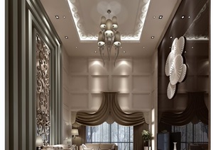 欧式详细的整体完整室内客厅装饰设计3d模型及效果图