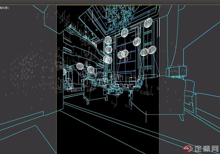 欧式风格住宅室内客厅装饰设计3d模型及效果图