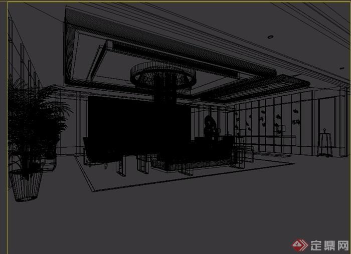 某现代风格工装接待厅室内装饰设计3d模型及效果图