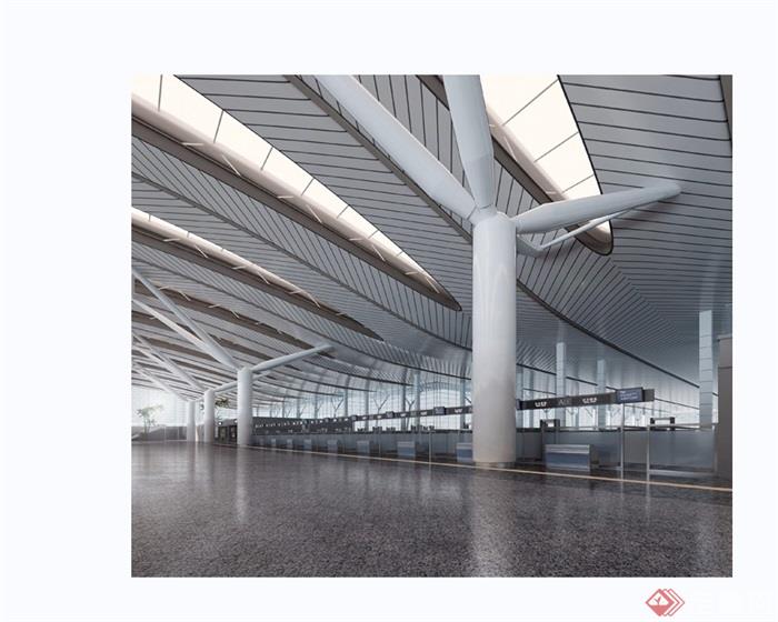 某独特详细的完整工装机场室内3d模型及效果图