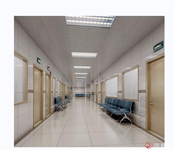 某整体详细的工装医院空间3d模型及效果图