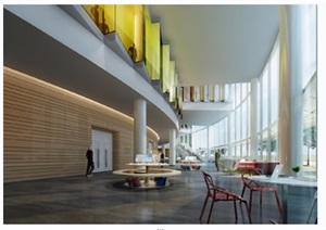 某独特详细的现代风格大厅空间3d模型及效果图