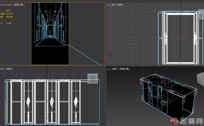 详细的整体完整室内电梯公共空间设计3d模型及效果图