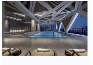 某详细的完整游泳馆工装室内3d模型及效果图