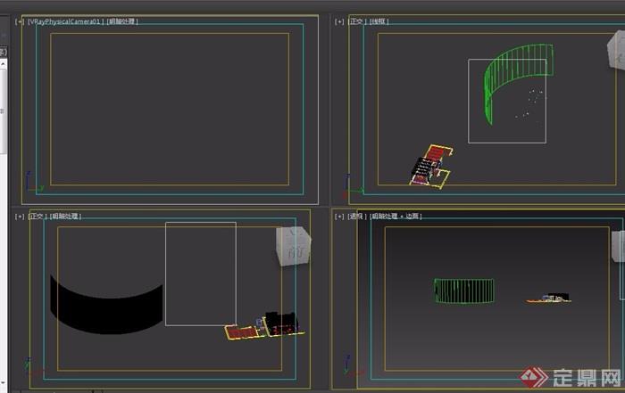 某独特详细整体工装网吧空间3d模型及效果图