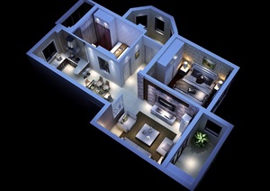 详细工装住宅室内装饰设计3d模型及效果图