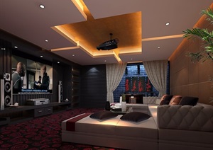住宅详细的客厅工装室内3d模型及效果图