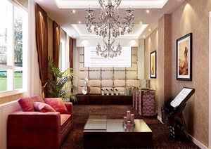 详细工装住宅室内客厅装饰3d模型及效果图