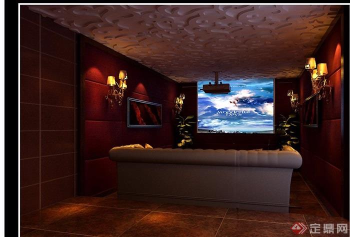详细现代室内放映厅空间装饰3d模型及效果图