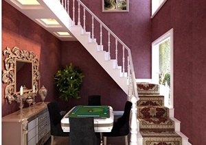 欧式风格住宅室内麻将机装饰设计3d模型及效果图