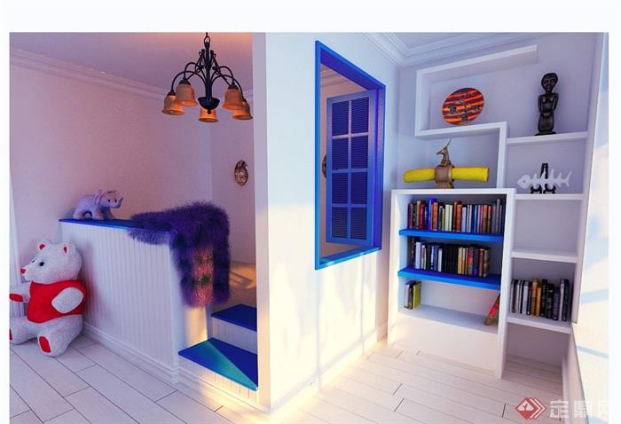 详细的住宅室内书房空间装饰3d模型及效果图