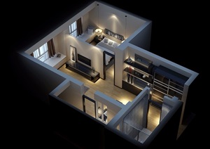 现代凤岗镇在室内小户型室内空间装饰设计3d模型及效果图