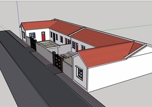 新农村户型住宅单层建筑设计SU(草图大师)模型