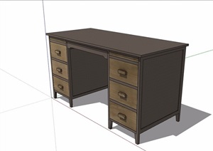 木质办公桌的SU(草图大师)模型