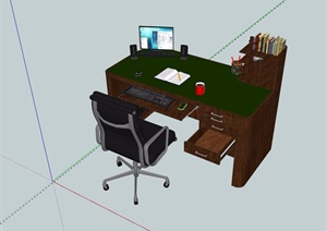 电脑椅办公电脑桌椅SU(草图大师)模型