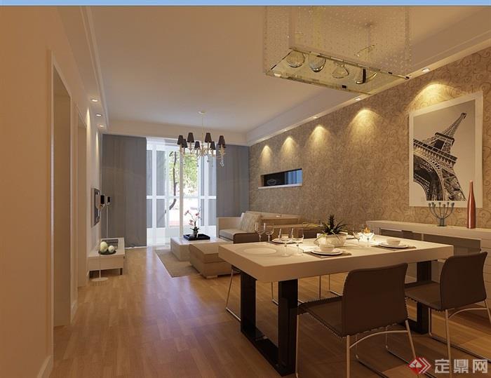 现代室内客餐厅室内装饰设计3d模型及效果图