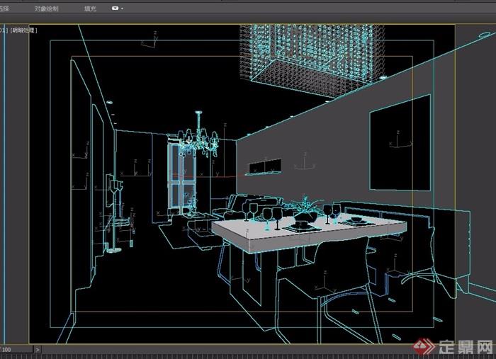 现代室内客餐厅室内装饰设计3d模型及效果图