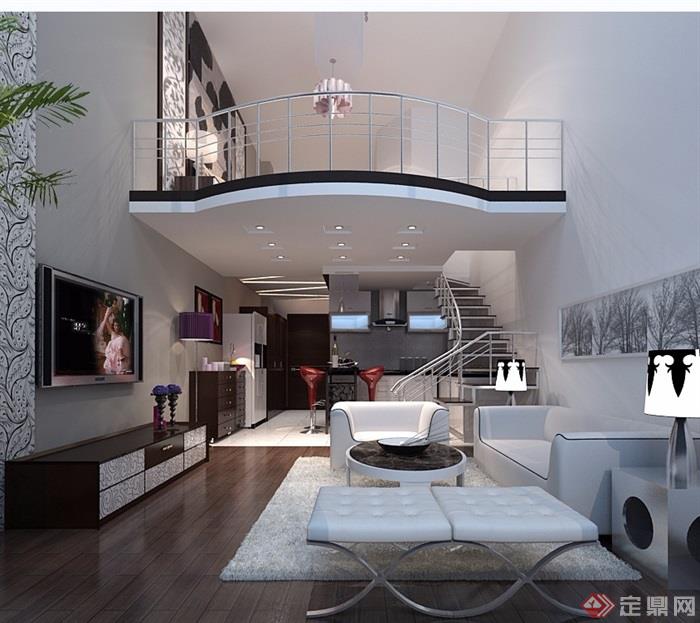 住宅详细的完整室内客厅装饰设计3d模型及效果图