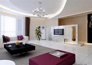 现代住宅详细的完整客厅餐厅装饰3d模型及效果图