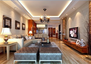 详细的完整客厅装饰设计3d模型及效果图