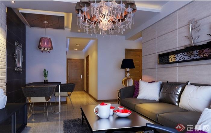现代详细的室内客餐厅装饰设计3d模型及效果图